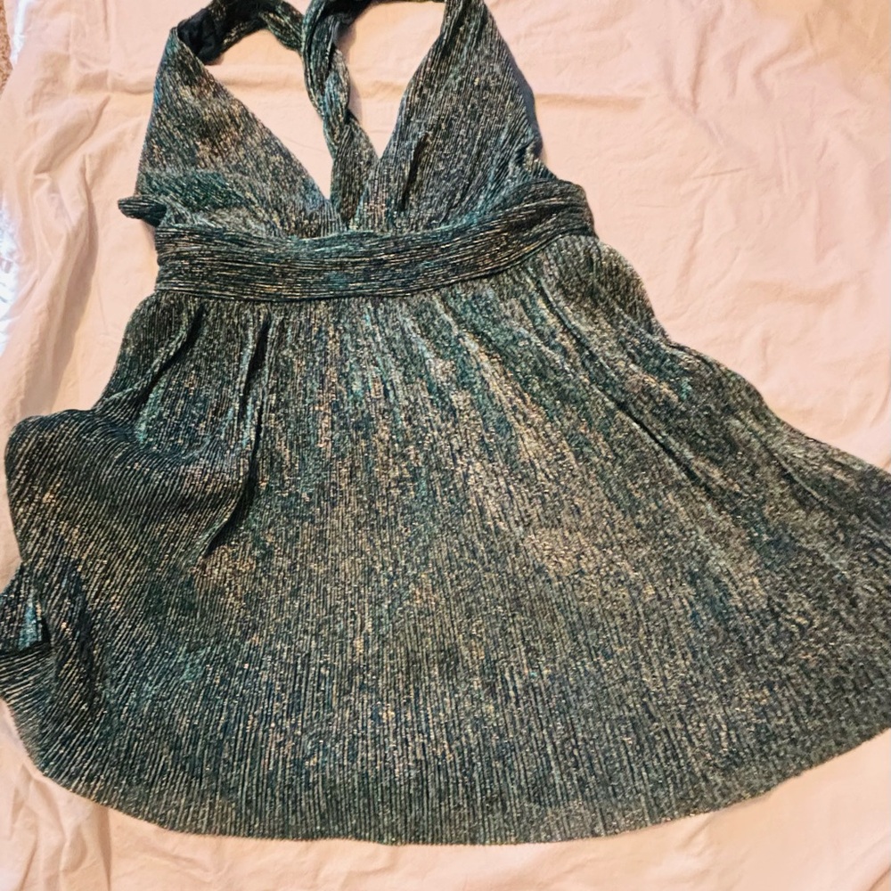 Lulu's Teal and Black Halter Dress